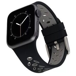 With It Sport Silicone Band Unisex 42/44/45/49mm Blk/Grey Apple Watch Strap NEW
